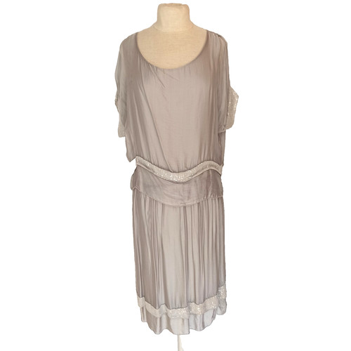 Edles seidenkleid silber - seidenkleid,