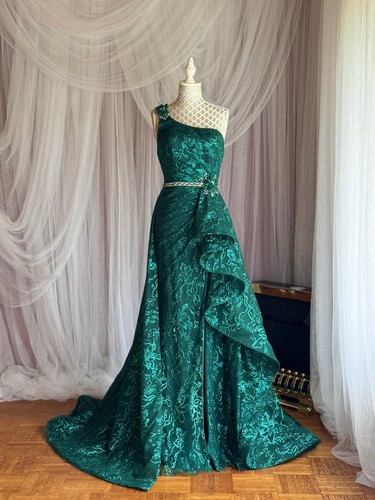 Abendkleid dunkelgrün glitzer - abendkleid,