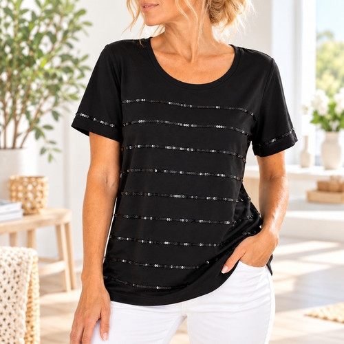 Elegantes shirt pailletten - elegantes, t-shirt
