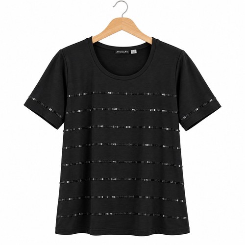 Shirt pailletten schwarz damen - shirt,